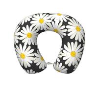 YWSOTRE Margarita Blanca y Negra,Almohada de Viaje de Espuma viscoelástica, Almohada para el Cuello, para avión, Coche, casa, Oficina, Camping.