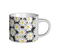 YWSOTRE Margarita blanca y negra,Taza de cerámica de gran capacidad, taza de té, taza de café 450 ml