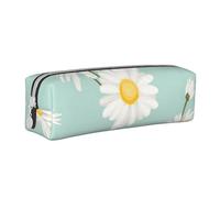 YWSOTRE Margarita Exuberante Flor Floral, Estuche para lápices Estuche para lápices Estuche para lápices de Cuero portátil con Estuche para cosméticos con Cremallera