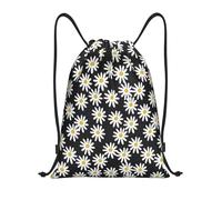 YWSOTRE Margaritas Flores Florales Flor Blanco Y Negro Simple, Mochila con cordón, unisex, para deporte, gimnasio, informal, para el día a día, talla M
