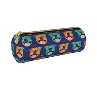 YWSOTRE Marina Feliz Personal, Estuche para lápices Estuche cilíndrico para lápices Estuche para lápices de Cuero portátil Estuche para cosméticos