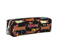 YWSOTRE Me Encanta mi Perro Dachshunds Imprimir, Estuche para lápices Estuche para lápices Estuche para lápices de Cuero portátil con Estuche para cosméticos con Cremallera