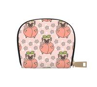 YWSOTRE Melocotón Perro Rosa, Funda de Cuero de PU para Tarjetas, Tarjetero Elegante, Tarjetero Tipo Billetera