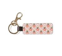 YWSOTRE Melocotón perro rosa,Llavero de cuero de PU, llavero, llavero, anillo, organizador, 1 pieza