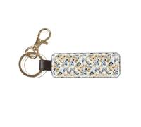 YWSOTRE Mostaza azul floral,Llavero de cuero de PU, llavero, llavero, anillo, organizador, 1 pieza