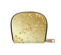 YWSOTRE Muchas Estrellas Doradas Sin Costuras, Funda de Cuero de PU para Tarjetas, Tarjetero Elegante, Tarjetero Tipo Billetera