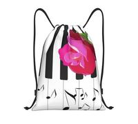 YWSOTRE Música de piano abstracta y flores de rosas rojas, Mochila con cordón, unisex, para deporte, gimnasio, informal, para el día a día, talla M
