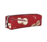 YWSOTRE Música Violín Nota Roja, Estuche para lápices Estuche para lápices Estuche para lápices de Cuero portátil con Estuche para cosméticos con Cremallera