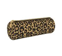YWSOTRE Negro Leopardo Amarillo, Estuche para lápices Estuche cilíndrico para lápices Estuche para lápices de Cuero portátil Estuche para cosméticos