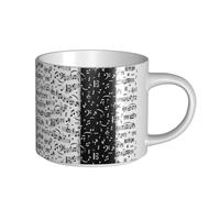 YWSOTRE Nota musical blanca y negra,Taza de cerámica de gran capacidad, taza de té, taza de café 450 ml