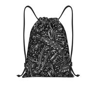 YWSOTRE Notas musicales negras, Mochila con cordón, unisex, para deporte, gimnasio, informal, para el día a día, talla M