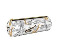 YWSOTRE Notas Musicales Saxofones, Estuche para lápices Estuche cilíndrico para lápices Estuche para lápices de Cuero portátil Estuche para cosméticos