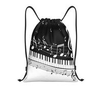 YWSOTRE Notas musicales voladoras Teclas de piano musical, Mochila con cordón, unisex, para deporte, gimnasio, informal, para el día a día, talla M