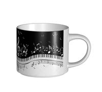 YWSOTRE Notas musicales voladoras Teclas de piano musicales,Taza de cerámica de gran capacidad, taza de té, taza de café 450 ml