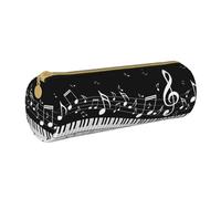 YWSOTRE Ola de Notas Musicales, Estuche para lápices Estuche cilíndrico para lápices Estuche para lápices de Cuero portátil Estuche para cosméticos