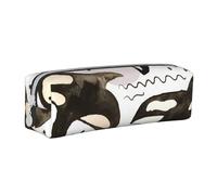 YWSOTRE Orcas de Acuarela, Estuche para lápices Estuche para lápices Estuche para lápices de Cuero portátil con Estuche para cosméticos con Cremallera