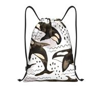 YWSOTRE Orcas de acuarela, Mochila con cordón, unisex, para deporte, gimnasio, informal, para el día a día, talla M