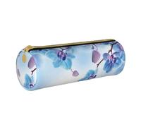 YWSOTRE Orquideas Flores Naturales, Estuche para lápices Estuche cilíndrico para lápices Estuche para lápices de Cuero portátil Estuche para cosméticos