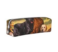 YWSOTRE Otoño Labrador Lab Golden Retriever Perro Agradeciendo, Estuche para lápices Estuche para lápices Estuche para lápices de Cuero portátil con Estuche para cosméticos con Cremallera