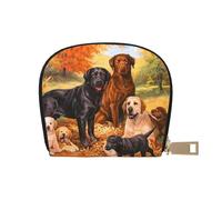 YWSOTRE Otoño Labrador Lab Golden Retriever Perro Agradeciendo, Funda de Cuero de PU para Tarjetas, Tarjetero Elegante, Tarjetero Tipo Billetera