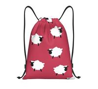 YWSOTRE Oveja Linda Dibujos Animados Oveja Blanca Estampado Rojo, Mochila con cordón, unisex, para deporte, gimnasio, informal, para el día a día, talla M