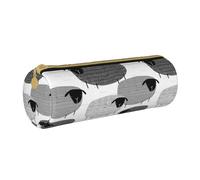 YWSOTRE Ovejas Divertidas sobre Fondo Gris, Estuche para lápices Estuche cilíndrico para lápices Estuche para lápices de Cuero portátil Estuche para cosméticos