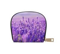 YWSOTRE Paisaje Flor Lavanda Púrpura Paisaje, Funda de Cuero de PU para Tarjetas, Tarjetero Elegante, Tarjetero Tipo Billetera