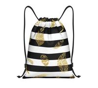 YWSOTRE Pan De Oro A Rayas En Blanco Y Negro, Mochila con cordón, unisex, para deporte, gimnasio, informal, para el día a día, talla M