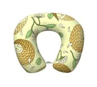 YWSOTRE Pangolines y Margaritas,Almohada de Viaje de Espuma viscoelástica, Almohada para el Cuello, para avión, Coche, casa, Oficina, Camping.