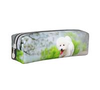 YWSOTRE Parque Bichón Frisé Mascotas Perros Perros Bichón Frisé, Estuche para lápices Estuche para lápices Estuche para lápices de Cuero portátil con Estuche para cosméticos con Cremallera