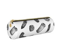 YWSOTRE Pastas Dibujadas a Mano, Estuche para lápices Estuche cilíndrico para lápices Estuche para lápices de Cuero portátil Estuche para cosméticos