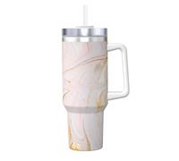 YWSOTRE Pastel Marmoleado Ajustado,Botella de agua de acero inoxidable con asa para bebidas frías y calientes de 40 oz.