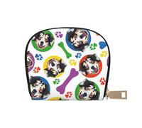 YWSOTRE Pastor Australiano Colorido y juguetón, Funda de Cuero de PU para Tarjetas, Tarjetero Elegante, Tarjetero Tipo Billetera