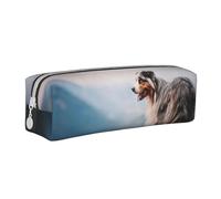 YWSOTRE Pastor Australiano Montañas Aussie Pets Perros, Estuche para lápices Estuche para lápices Estuche para lápices de Cuero portátil con Estuche para cosméticos con Cremallera