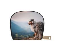 YWSOTRE Pastor Australiano Montañas Aussie Pets Perros, Funda de Cuero de PU para Tarjetas, Tarjetero Elegante, Tarjetero Tipo Billetera