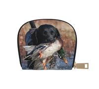 YWSOTRE Pato Caza Labrador Perro Cool Negro Cachorro Animal, Funda de Cuero de PU para Tarjetas, Tarjetero Elegante, Tarjetero Tipo Billetera