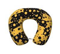 YWSOTRE Patrón Abstracto Negro y Amarillo,Almohada de Viaje de Espuma viscoelástica, Almohada para el Cuello, para avión, Coche, casa, Oficina, Camping.