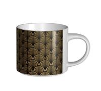 YWSOTRE Patrón Art Déco sin costuras en negro y dorado,Taza de cerámica de gran capacidad, taza de té, taza de café 450 ml