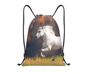 YWSOTRE Patrón de caballos blancos, Mochila con cordón, unisex, para deporte, gimnasio, informal, para el día a día, talla M