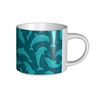 YWSOTRE Patrón de delfines,Taza de cerámica de gran capacidad, taza de té, taza de café 450 ml