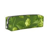 YWSOTRE Patrón de Hojas y lúpulo Verde, Estuche para lápices Estuche para lápices Estuche para lápices de Cuero portátil con Estuche para cosméticos con Cremallera