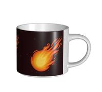 YWSOTRE Patrón de llama de bola de fuego roja cayendo,Taza de cerámica de gran capacidad, taza de té, taza de café 450 ml