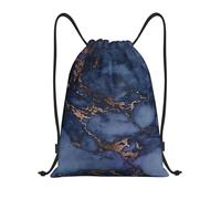 YWSOTRE Patrón de mármol azul marino y cobre falso, Mochila con cordón, unisex, para deporte, gimnasio, informal, para el día a día, talla M
