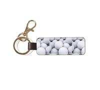 YWSOTRE Patrón de pelotas de golf en 3D,Llavero de cuero de PU, llavero, llavero, anillo, organizador, 1 pieza