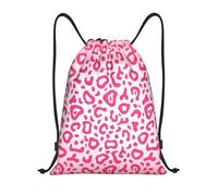 YWSOTRE Patrón de piel de leopardo rosa brillante, Mochila con cordón, unisex, para deporte, gimnasio, informal, para el día a día, talla M