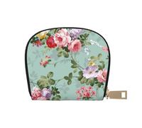 YWSOTRE Patrón de Rosas Rojas Rosadas Elegantes Vintage, Funda de Cuero de PU para Tarjetas, Tarjetero Elegante, Tarjetero Tipo Billetera