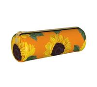 YWSOTRE Patrón sin Costuras de Girasol, Estuche para lápices Estuche cilíndrico para lápices Estuche para lápices de Cuero portátil Estuche para cosméticos