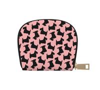 YWSOTRE Patrón Terrier Escocés Rosa Negro, Funda de Cuero de PU para Tarjetas, Tarjetero Elegante, Tarjetero Tipo Billetera