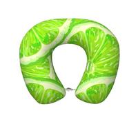 YWSOTRE Patrón Verde Lima,Almohada de Viaje de Espuma viscoelástica, Almohada para el Cuello, para avión, Coche, casa, Oficina, Camping.