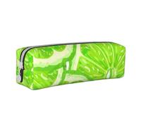 YWSOTRE Patrón Verde Lima, Estuche para lápices Estuche para lápices Estuche para lápices de Cuero portátil con Estuche para cosméticos con Cremallera